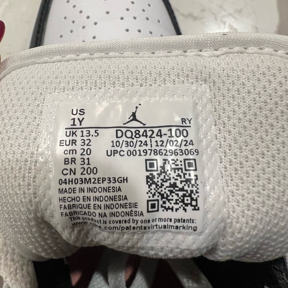 Jordan Kids Sneakers in Black, White, and Pink (brand new size 1) - Picture 5 of 9